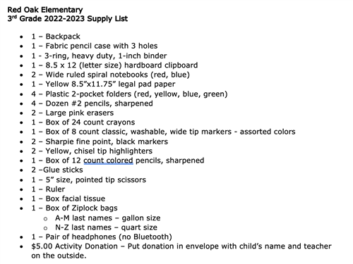 Supply List